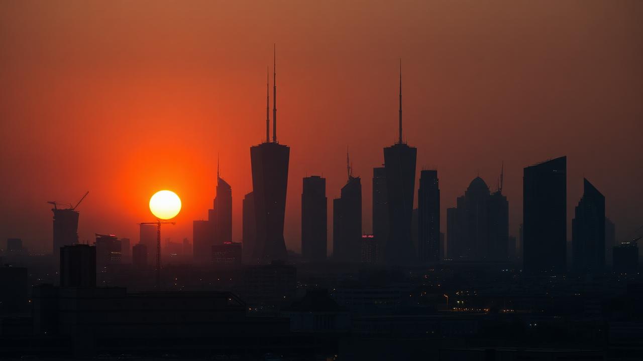 أفق مدينة الكويت عند الغروب
